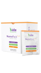 Biote NutraPackPlus daily packets arranged for convenient hormone balance support
