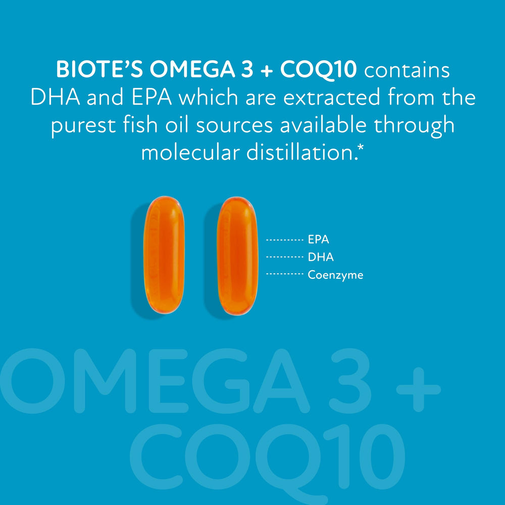Biote Omega-3 CoQ10 softgel morning routine promotes consistency.