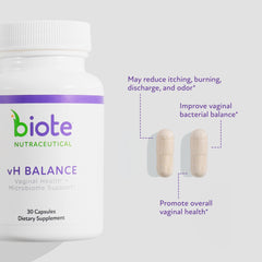 Close-up of Biote vH Balance capsules for easy daily use.