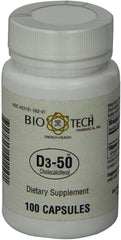 Bio-Tech Pharmacal D3-50 dosage instruction shows safe weekly use.