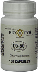 Bio-Tech Pharmacal D3-50 halal assurance logo implies accessible supplement choice.
