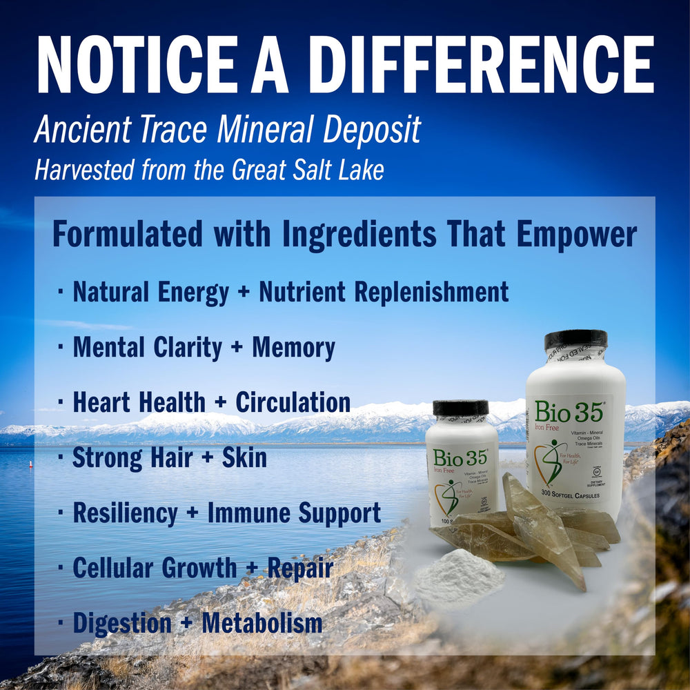 Biotek Bio-35 minerals close-up emphasizes high-potency multi-mineral blend.