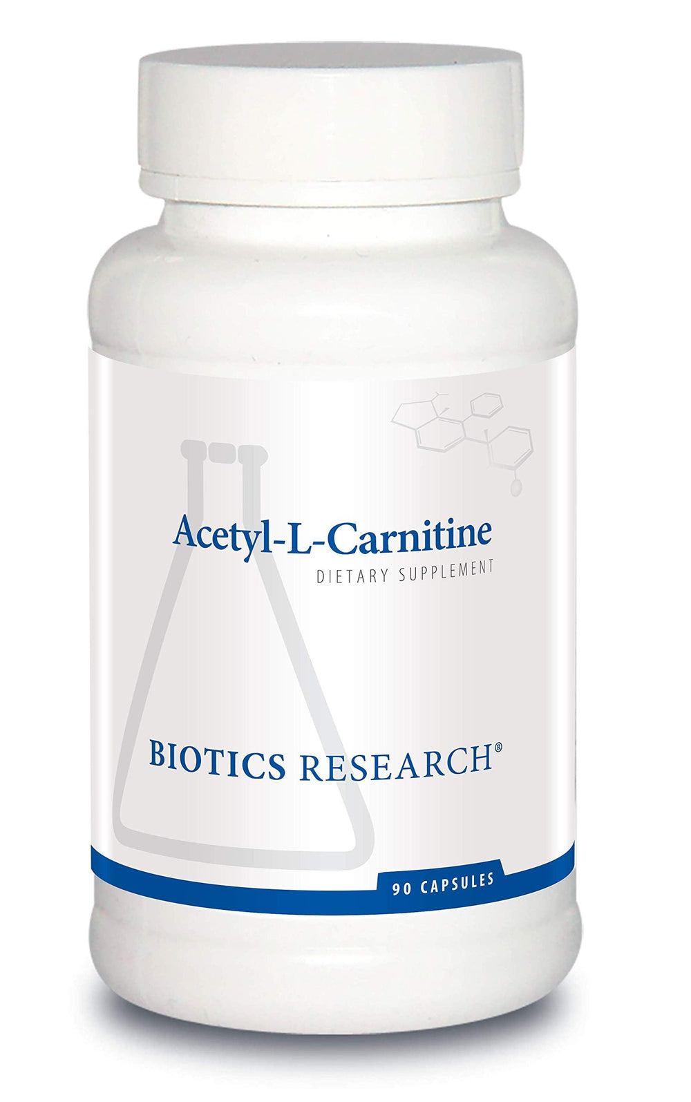 Biotics Research Acetyl L-Carnitine bottle pour supports daily energy for active athletes.