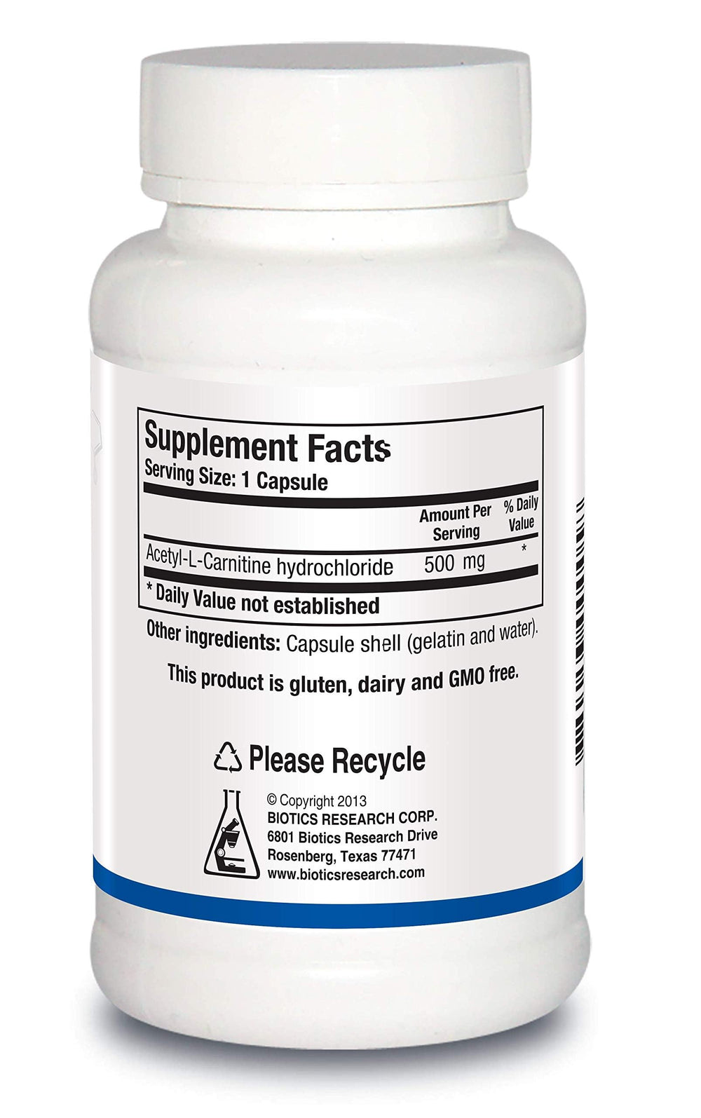 Biotics Research Acetyl L-Carnitine capsules close-up for easy daily supplementation.