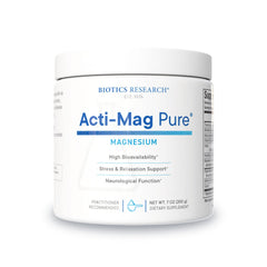BIOTICS RESEARCH Acti-Mag Pure tin front view showing high-absorption magnesium for calm focus