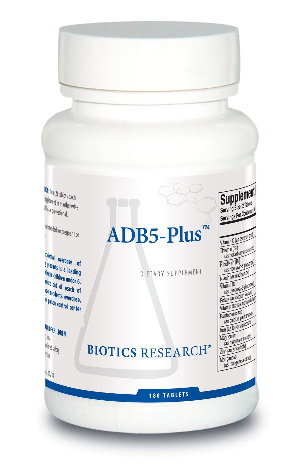 Biotics Research ADB5-Plus bottle-front view signaling adrenal support.