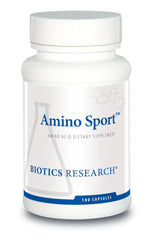 Biotics Research Amino Sport bottle label for quick workout reference and ingredient visibility.