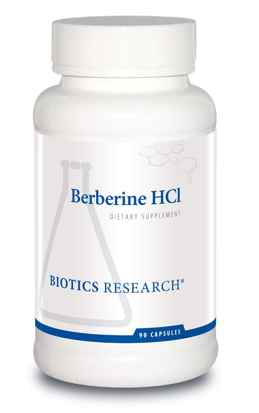 Biotics Research Berberine HCl 500mg capsules for balanced gut microbes.