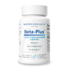 BIOTICS RESEARCH Beta-Plus 90 tabs bottle highlights digestive support and fat digestion