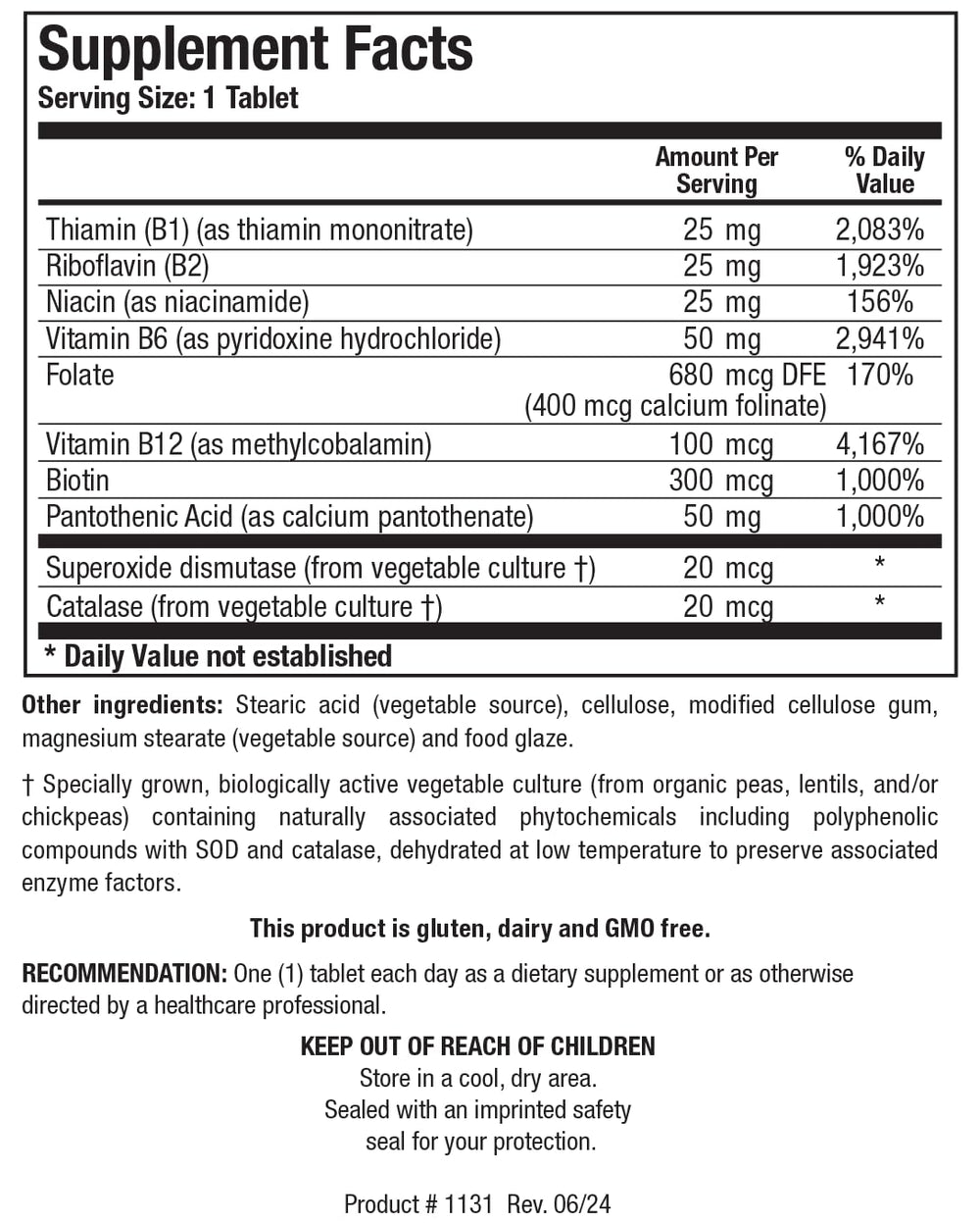 BIOTICS RESEARCH Bio-B Complex tablets ready for daily use.
