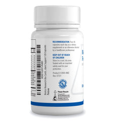 Biotics Research Bio Cardiozyme Forte bottle side view shows easy-to-take capsules.