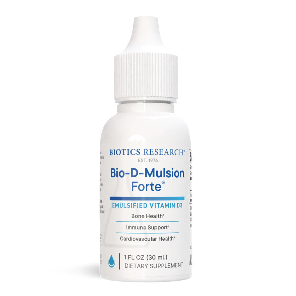 BIOTICS RESEARCH Bio-D-Mulsion Forte bottle for daily vitamin D.