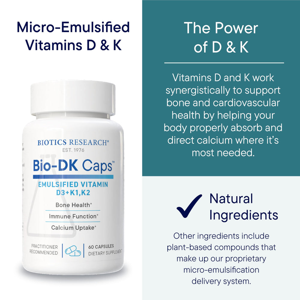 Bio-DK Caps immune support concept visual hints at vitamin D helper peptides