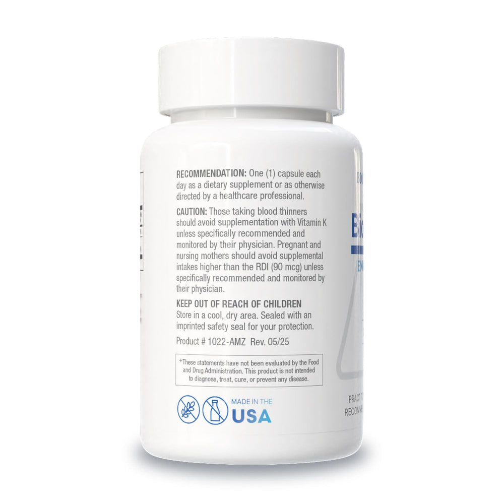 Bio-DK Caps capsules inside blister demonstrate daily supplement routine with D3 and MK7