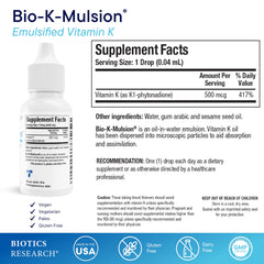Biotics Research Bio K Mulsion dropper for easy dosing