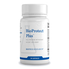 BioProtect Plus bottle front displays the antioxidant formula for daily support.