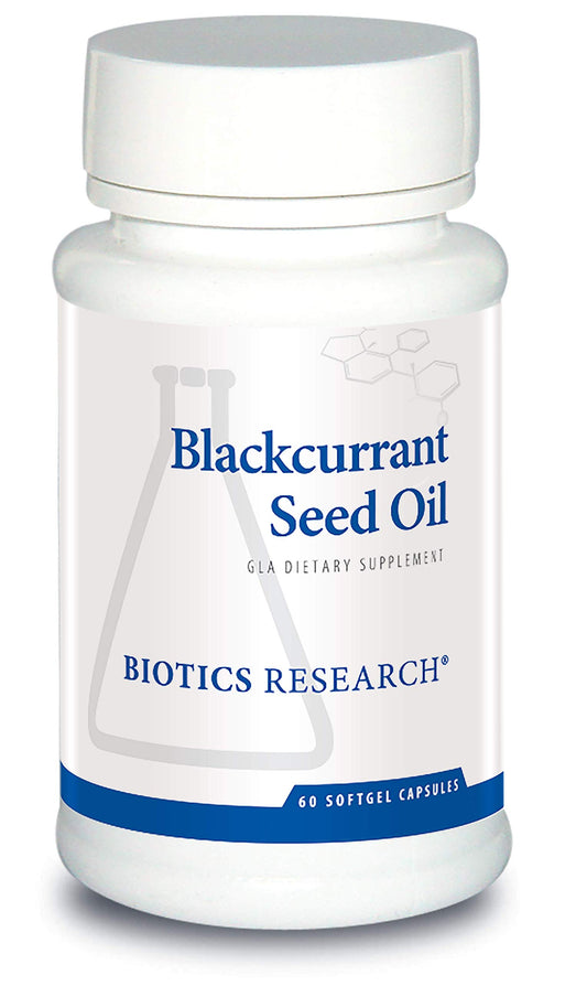 BIOTICS RESEARCH Blackcurrant Seed Oil bottle with softgels for daily wellness