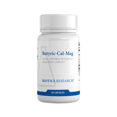 Biotics Research Butyric Cal Mag bottle promoting gut lining support.