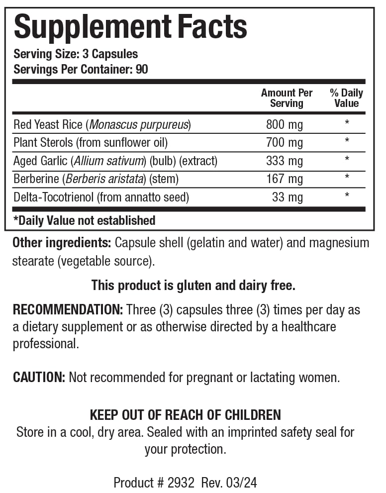 Biotics Research Cardio-Lipid back label with dosage guidance and details.