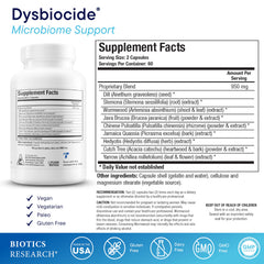 Dysbiocide capsules promoting microbial balance and digestive comfort.