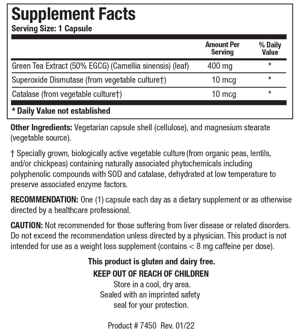 Close-up of Biotics Research EGCG 200 mg capsules for daily wellness.