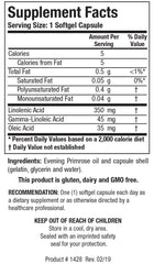 Biotics Research Evening Primrose Oil label highlights GLA source