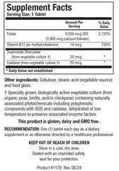 Biotics Research Folate 5 Plus bottle label showing ingredients and high-potency folate.