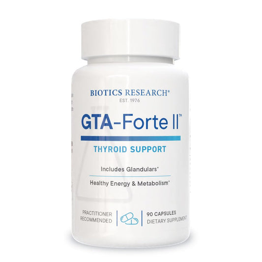 Biotics Research GTA Forte II bottle of capsules supporting endocrine balance