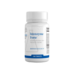 Biotics Research Intenzyme Forte tablets support protein digestion.