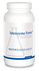 Biotics Research Intenzyme Forte tablets — hero image, supporting digestive comfort.