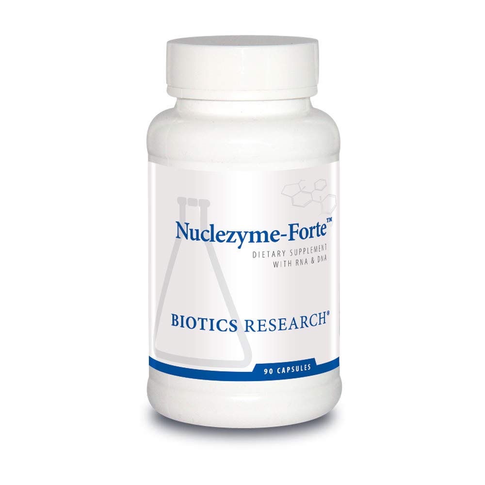 BIOTICS RESEARCH Nuclezyme-Forte bottle on a clean background for daily RNA/DNA support