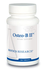 BIOTICS RESEARCH Osteo B II bottle with easy-to-swallow tablets for daily bone support.