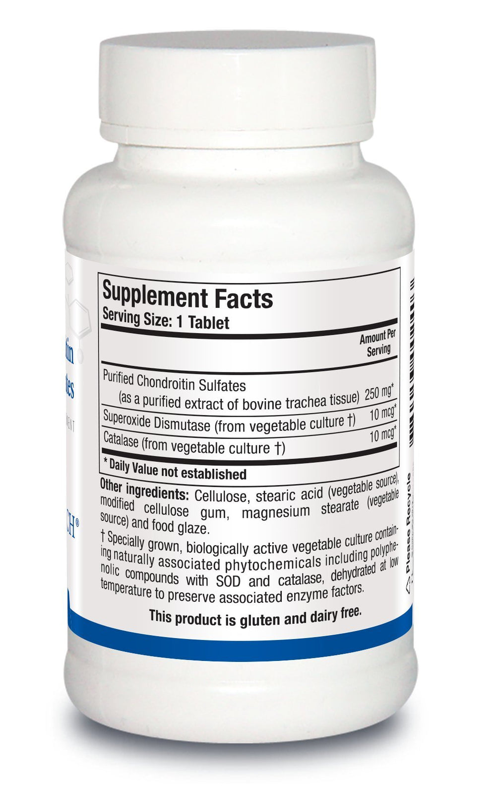 Biotics Research Purified Chondroitin Sulfates tablets close-up for compact daily capsules