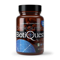 BiotiQuest Simple Slumber bottle close-up for sleep-support gut balance.