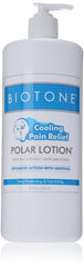 Biotone Polar Lotion 32oz bottle with pump for easy post-activity cooling relief.