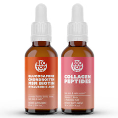 BIOTOPLEVEL Best Combination bottle closeup shows liquid supplement for joints and skin