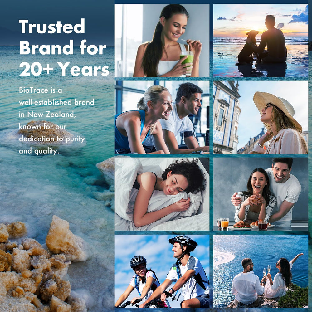 BioTrace brand imagery highlights Dead Sea source and simple daily use