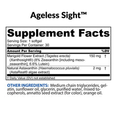BioTrust Ageless Sight macula carotenoids in a clinically validated 10:2:10 ratio.