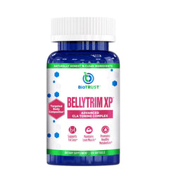 BioTrust BellyTrim XP bottle front; CLA formula supports weight management goals.