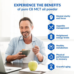 Ingredient list on BioTrust Keto Elevate packaging highlights pure C8 MCT.