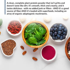 BioTrust Low Carb Plant shake pouring illustrates creamy texture without junk