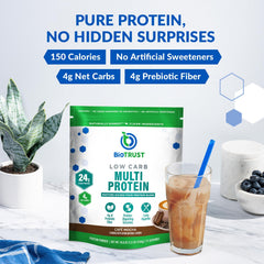 BioTrust Low Carb Protein ingredients show whey and casein blend