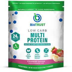 BioTrust Low Carb Protein Powder tub featuring premium whey and casein blend for versatile shakes