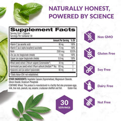 BioTrust Timeless Beauty ceramide pills next to healthy hair and nails imagery.