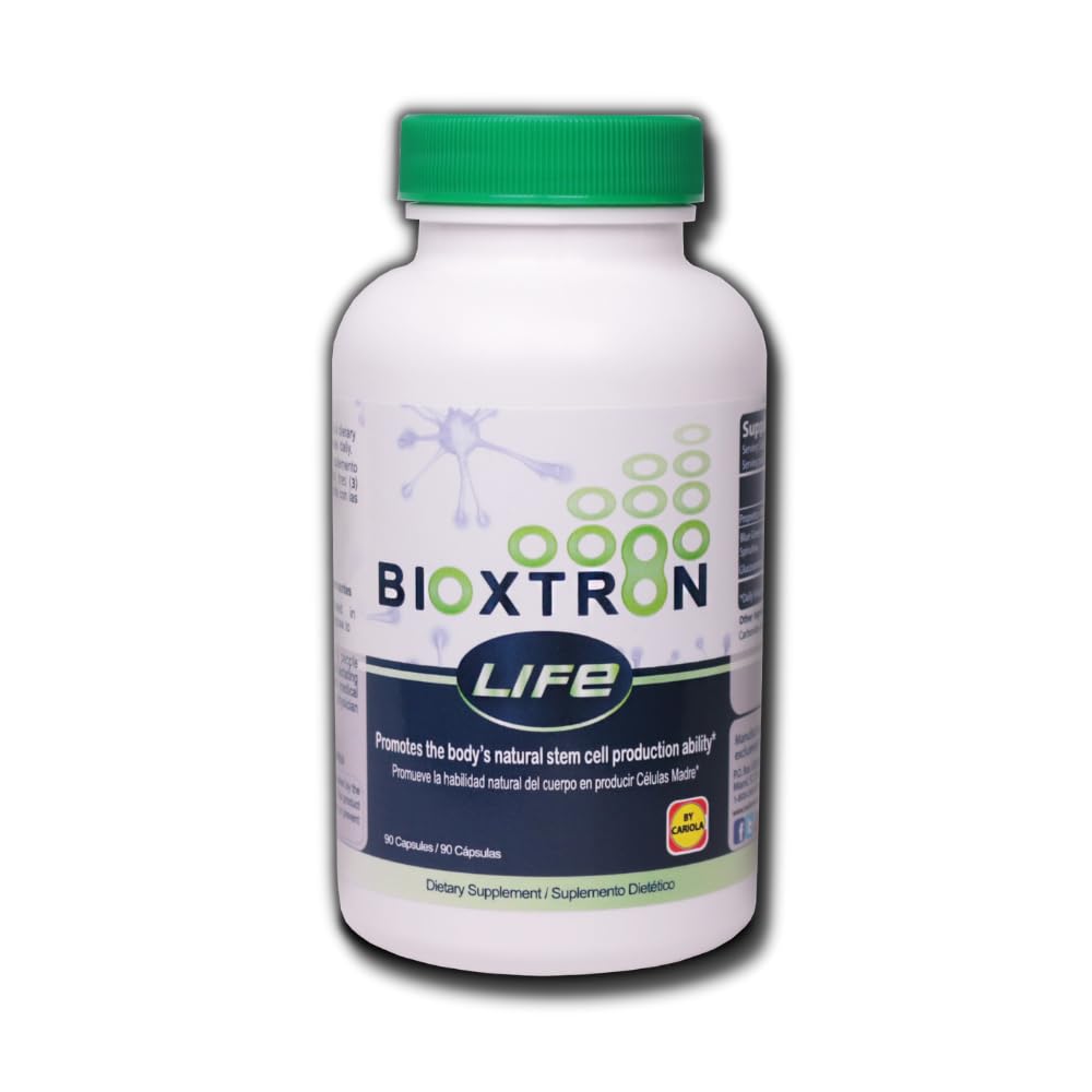 Bioxtron Life AFA stem cell supplement bottle showing natural energy support for daily activities