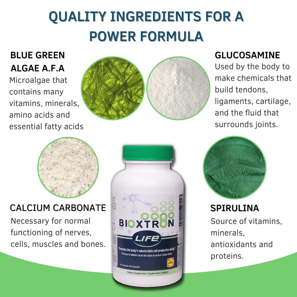 Bioxtron Life AFA product label emphasizing pure plant-based ingredients