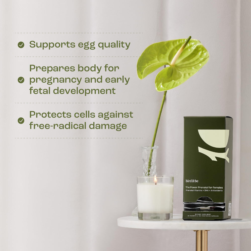 bird&be Power Prenatal algae DHA capsule for plant-based omega-3 intake.