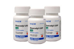 Bisacodyl tablets 5 mg packaging front shows three-pack for occasional constipation relief