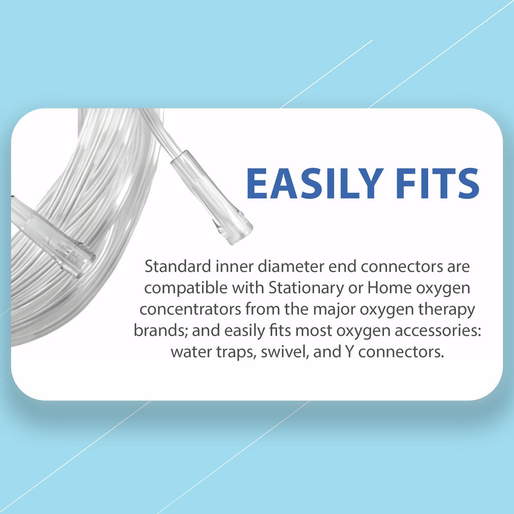 Bistras Oxygen Tubing includes swivel connectors to reduce twisting and improve maneuverability.
