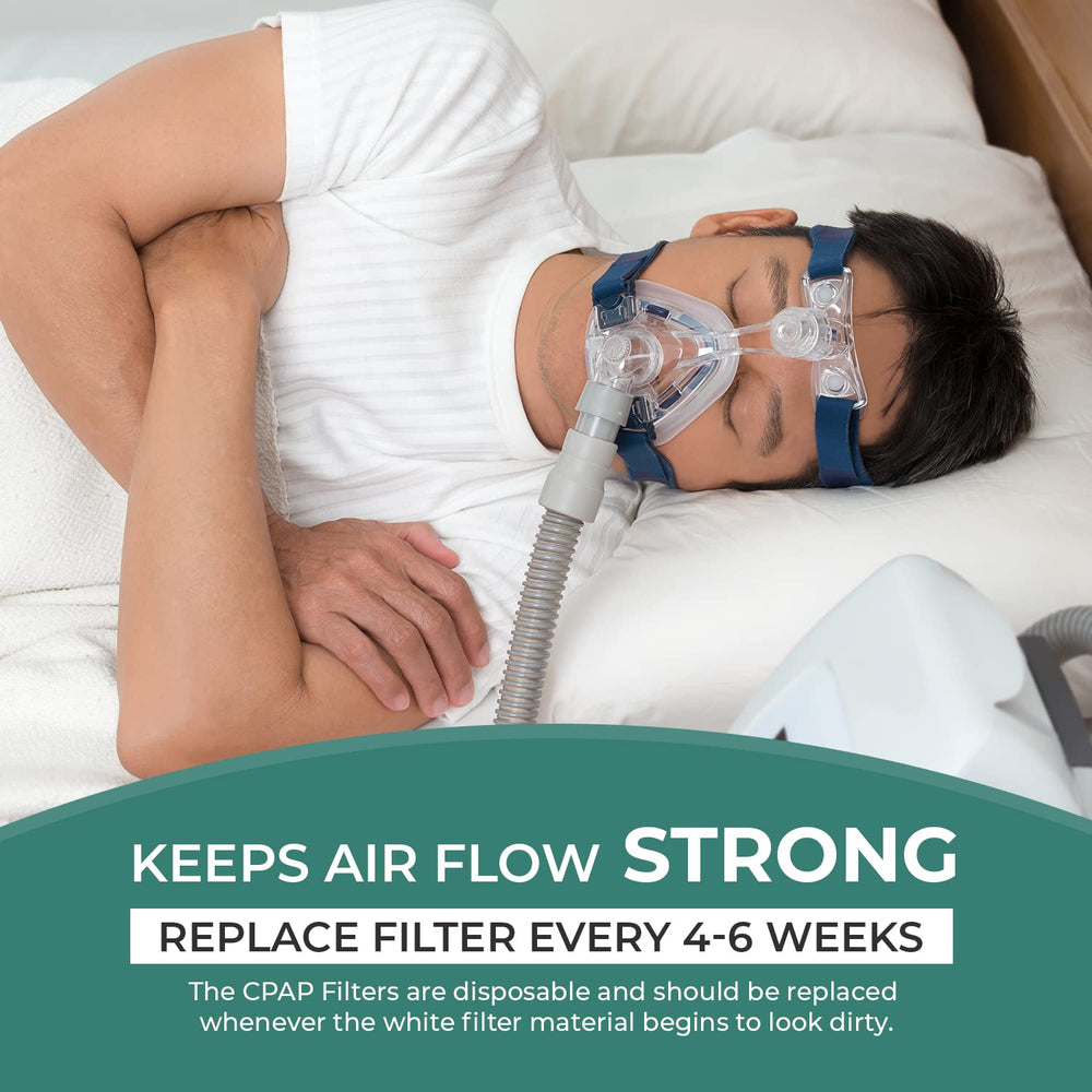 Bistras CPAP filter being dispensed emphasizes hygienic disposable practice.
